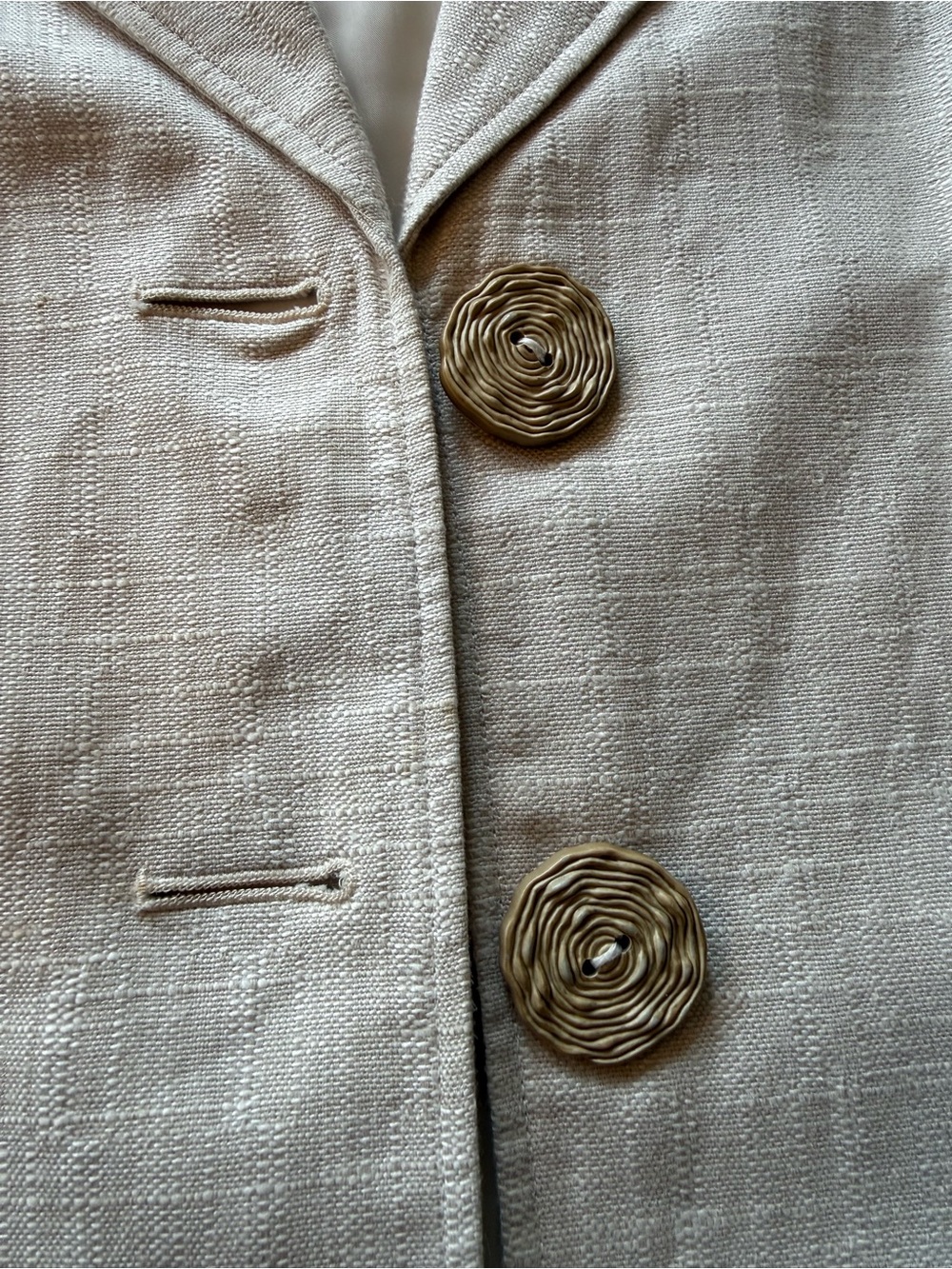 Cream Linen Blend Skirt Suit Set Blazer 14 Skirt 12 Classic Feminine Cut A Line - Picture 11 of 12